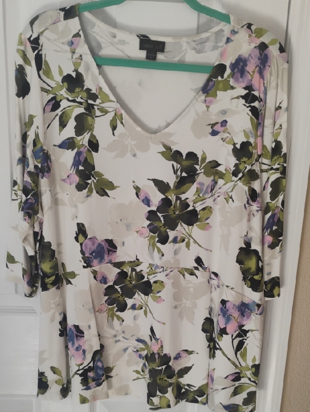 J. Jill Wearever Collection Floral 3/4 Sleeve Blouse Size XL